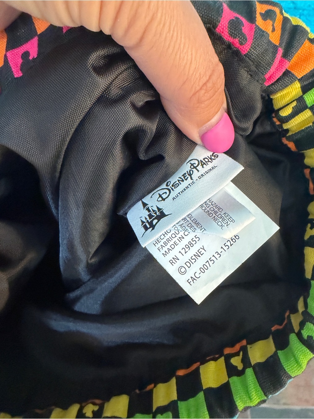 Disney Neon Checkerboard Drawstring Bag in Multi Colors - Picture 6 of 6